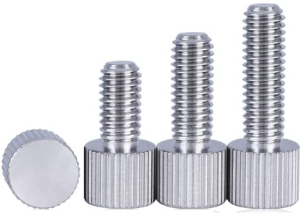 10 Stück 303 Edelstahlgewinde mit flachem Kopf gerändelte Rändelschraube M2,5 x 12 mm.