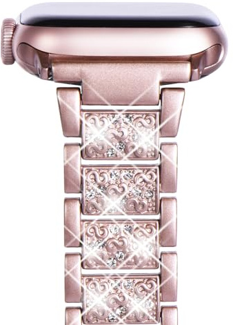 NewWays Compatible with Apple Watch Strap 38mm 40mm 41mm 42mm 44mm 45mm 46mm,Women Sparkling Bling Crystal Stainless Steel Link Bracelet Replacement Band for iwatch Series 10/9/8/7/6/5/4/3/2/1/SE