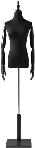 HDYZJQ schaufensterpuppe Weibliche Schneiderpuppe, Kleiderform-Halbkörper-Mannequin-Torso, zur Präsentation von Kleidung, Mannequin-Körper mit Holzsockel, einfach zu montieren(with arms,L)