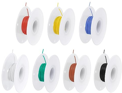 QUARKZMAN 7 Farben 28AWG Kabel Elektrischer Draht 0,08 mm² Stromkabel | Erdkabel, Litzenkabel, Verlängerungskabel, Verzinntes Kupferkabel, 7,5 Meter, Hohe Temperatur Leitung, für Kfz Kabelkanal