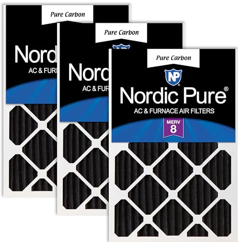 Nordic Pure Set med 3 ugnsfilter i rent kol för luktreducering Merv 8 15 x 20 x 2 (36,6 x 49,1 x 4,5 cm)
