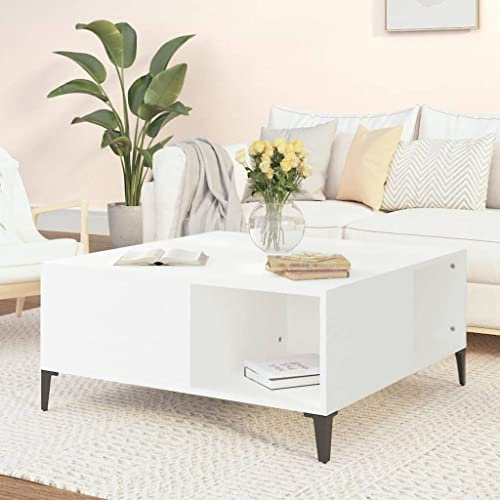 BUKSCYJS Wohnzimmertisch,Sofa Tische Wohnzimmercouchtisch Weiß 80x80x36,5 cm Holzwerkstoffgeeignet FüR Wohnzimmer, Neben Dem Sofa, Arbeitszimmer, Konferenzraum
