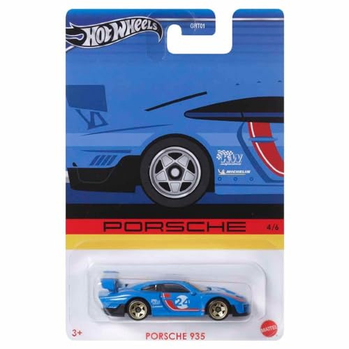 Hot Wheels Porsche 935 1:64 Modellauto, Klassische oder Rennwagen, Unisex, Kinder, 16.5 x 3.5 x 11 cm, 1 Stück, Metall, Pull-Back, Ohne Batterie, Enthält Produkthandbuch, Für Kinder ab 3 Jahren