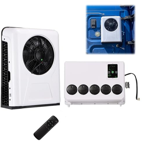 24V DC Aire Acondicionado Eléctrico Techo Del Coche Aire Acondicionado Con Refrigeración, Ultra-Delgado RV Aire Acondicionado Aparcamiento Para Camionetas, Autocaravanas, Camiones(Blanco)