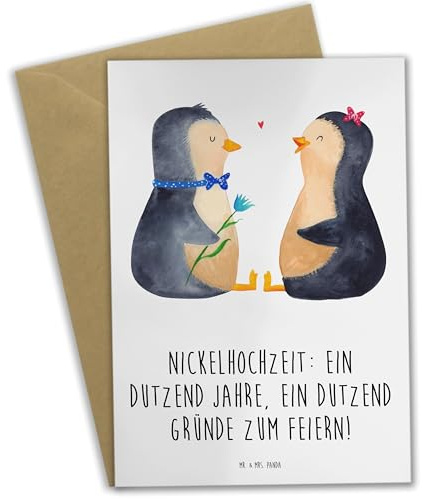 Mr. & Mrs. Panda Glückwunschkarte 12 Hochzeitstag Nickelhochzeit - Geschenk, weihnachtskarten, Zukunftspläne, dankeskarten, Liebe, Heirat, einladungskarten, Heiraten, glückwunschkarten, osterkarte