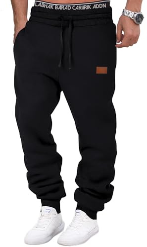 HMIYA Jogginghose Herren Baumwolle Trainingshose Lang Sporthose mit Taschen | Freizeithose,Hosen Klassische,Elastischer Bund mit Kordelzug,Vielseitig