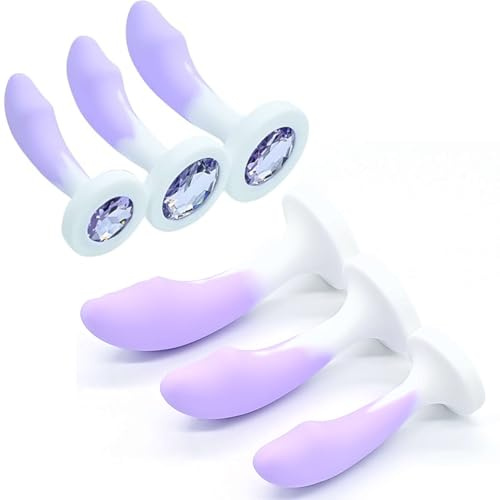 JXszxbt Silikon Analplug mit Kristall Diamant Basis Masturbation Analplugs Anus Dilatator Butt Plug für Anfanger Prostata Massage Anal Dildo SM Sexspielzeug für Frauen und Männer Paare(Lila-S)