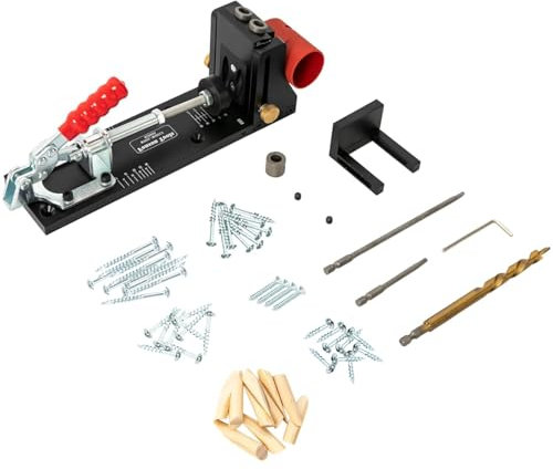 Holzbearbeitung Pocket Hole Jig, Schrägloch Taschenloch Bohrschablone, TOOSOAR Aluminium Holzdübel Bohrschablone, Schrägloch Bohrhilfe für die Herstellung von Schränken, Möbeln
