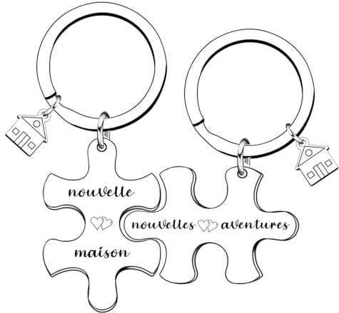 KJKJKJ Porte clé Maison Couple Personnalisé: Ensemble de Porte Clef en Acier Inoxydable - pour la Maison - Cadeau Amour de Pendaison de Crémaillère-Cadeau pour Cremaillere