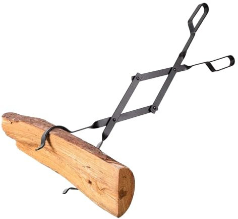 Schwerlast-Feuerzange, Brennholzgreifzange, Brennholzzange für innen und außen, Kaminzange, Campingzange, rostbeständig, für Lagerfeuer