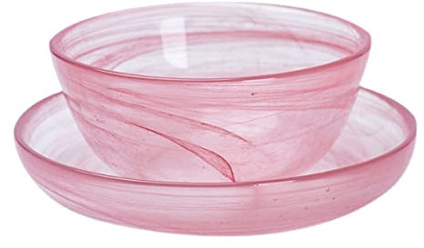 QXSJEDYCH Glass Salad Bowl Dish Set,Round Shape Fruit Plate Dessert Bowl Serving Bowls for Kitchen Prep Fruit Pasta Soup Popcorn and Snack, Breakfast Tableware Plate