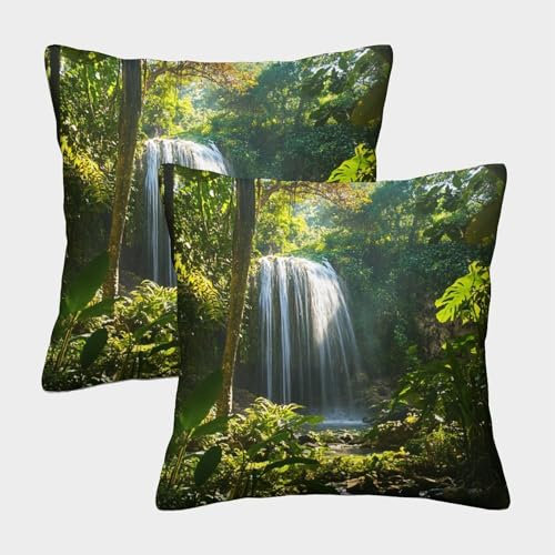 kaiyun 2er-Pack Kissenbezug 40x40cm Deko-Kissenbezug Herbst Deko-Kissenbezug Dschungel von Great Falls Deko-Sofa-Kissenbezug Mit Muster Passend Für Sofa Wohnzimmer Balkon Garten Auto