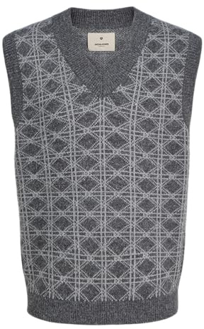 JACK & JONES Jprblukyle - Gilet in Maglia, Grigio Scuro mélange, M