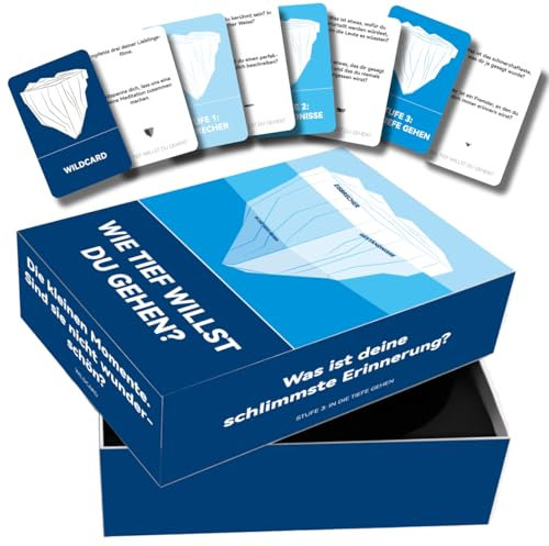 BLOOOK Gesprächsstoff Spiel,How Deep Will You Go Card Game Deutsch,Deep Talk Spiel,Kennenlern Eisbrecher Kartenspiel,Deeptalk Kartenspiel,Gesprächskarten,Kennenlernspiel,Fragespiel,Erzählt euch mehr