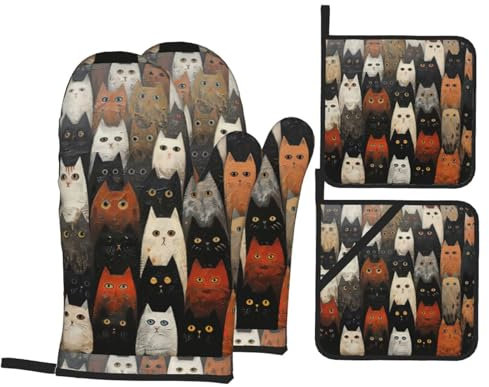 Guanti da cucina a forma di gatto, guanti da forno e presine resistenti al calore e guanti isolanti