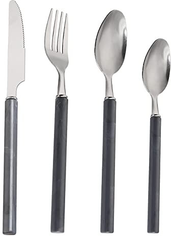 Ensemble d'argenterie 24 pièces Black Utensils pour 6 Couverts, 18 10 en Acier Inoxydable, Comprenant Couteau, Fourchette, cuillère et cuillère à café, Poli Miroir, Lavable au Lave-Vaisselle