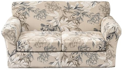 EBETA E Sofahusse Sofabezug mit 2 Separatem Sitzkissenbezug Stretch Sofaüberwürfe Couchbezug Elastischer Stretchhusse für Sofa (Blumen, 2 Sitzer)