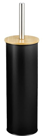 Amig - Porte-brosse WC Naturline - Ø95 x 38 cm - Acier et Bambou - Couleur Noire - Brosse de Toilette Moderne et Durable - Style Minimaliste avec Finition Sophistiquée
