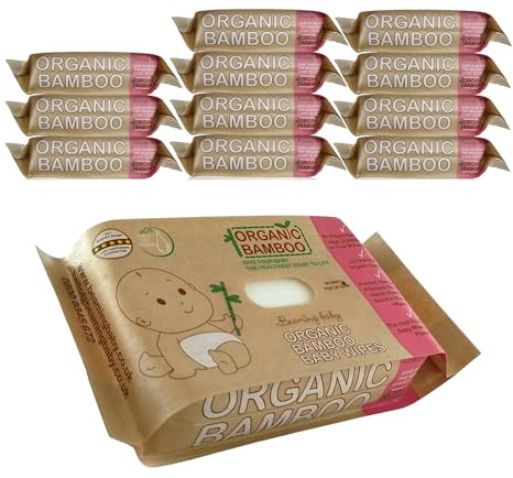 Beaming Baby Organic Bamboo Biodegradable Baby Wipes 80 wipes per pack, 12 packs per case