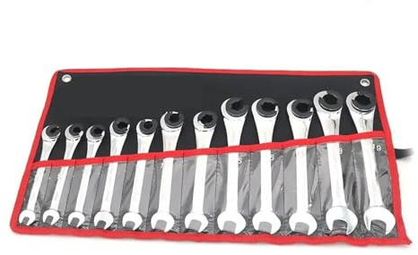 WAFOHSR Juego De Llaves Inglesas Juego De 12 Llaves De Tuercas Abocinadas con Trinquete De 8 A 19 Mm, Herramienta For Tubos Pulidos con Espejo Y Bolsa De Almacenamiento Amplia AplicacióN