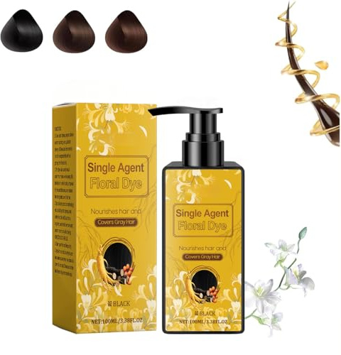 Nourishing Plant-Based Hair Color, Pflegende Pflanzenhaarfarbe, Natürliche Pflanzenhaarfarbe, Sanfte Lang Anhaltende Haarfarbe Auf Pflanzenbasis Für Erwachsene (Black)