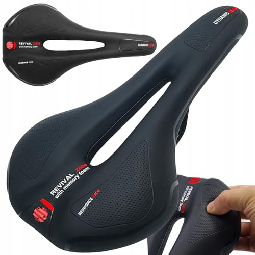 Sillín de Bicicleta para Montaña o Carretera | Ergonomico, Comodo y Transpirable - Alcochado con Gel | Asiento Bici MTB o Carretera de Alto Rendimiento (28x15 cm)