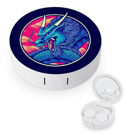 fkgvwo Contact Lens Container Blue Dragon Travel Contact Lens Box with Mirror Tweezers Solution Bottle