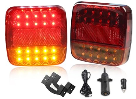 LED Rückleuchten Anhänger,Anhänger Beleuchtung,12/24V Magnetische Funk Rücklicht Abschleppwagen Set,LKW-Heck ECE EMV geprüft,Wohnwagen Oder LKW，Funk Abschleppwagen LED Rückleuchten Satz 7 Polig