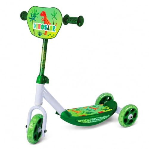 CASVO 3 Wheel Scooter for Kids Foldable Lean-to-Steer Kick Scooter with Adjustable Handlebar, Durable PVC Wheels, Stable Three-Wheel Design, Outdoor Ride-On Scooter for Boys & Girls (Dinosaur)