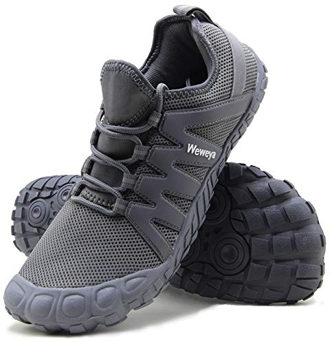 Weweya Cross Training Shoe Mens Five Fingers Minimalist Running Zero Drop Wide Toe Box Barefoot Tennis Shoes Grounding Discus Track Size 9 Grey