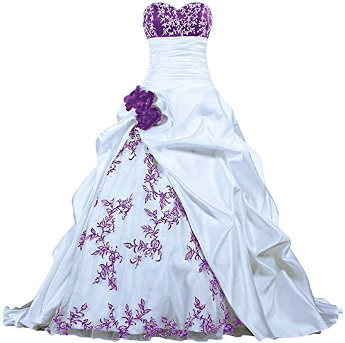 Zorayi Élégant Bustier Broderie Robe de Mariée en Taffetas et Organza - A-Ligne Longue Nuptiale pour Femmes