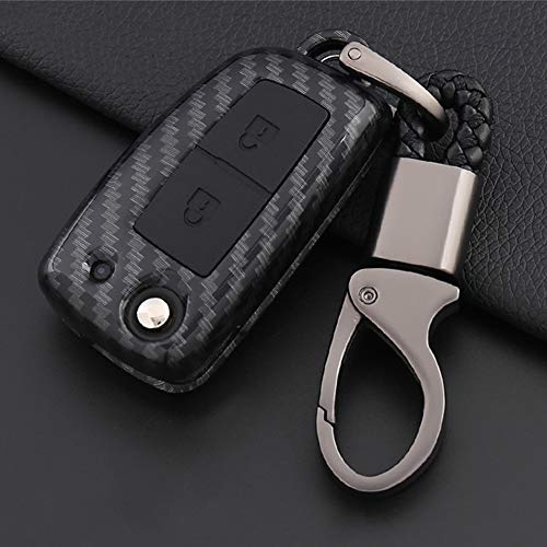ontto Klapp 2 Tasten Autoschlüssel Hülle Cover für Nissan X-Trail Juke F15 Qashqai J11 Micra Pulsar Plastik Schlüsselhülle Schlüsselanhänger Schlüssel Schutz Etui Fernbedienung-Kohlefaser schwarz