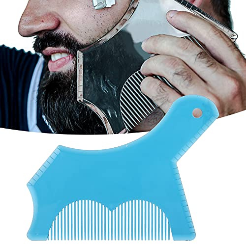 Skäggformare, stabil och hållbar, vinklarna och kurvorna är matematiskt exakta skäggformningsverktyg med handtagsdesign för skäggtrimning (klarblå)