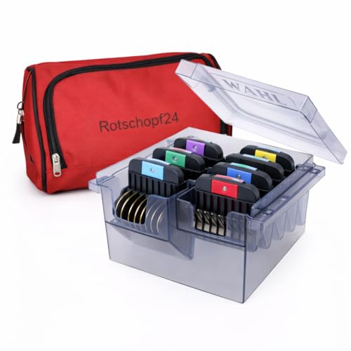 8 Metall Aufsteckkämme für Wahl KM10 KM10+ Hunde Schermaschine + Tasche | 8 Metallkämme 3–25 mm, robustes SnapOn System, sicherer Halt, für präzise Fellpflege, praktische Tasche für Zubehör