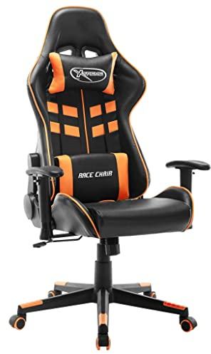 vidaXL Gaming Stuhl Höhenverstellbar Chefsessel Bürostuhl Schreibtischstuhl Sportsitz Computerstuhl Büromöbel Schwarz Orange Kunstleder