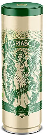 Mariasole Caffè Espresso Bio Kaffeebohnen - Traditionelle Röstung in Sizilien über Holzfeuer In Handarbeit - Premium Bio Espresso Bohnen 500g in hochwertiger Kaffeedose für Vollautomat und Siebträger