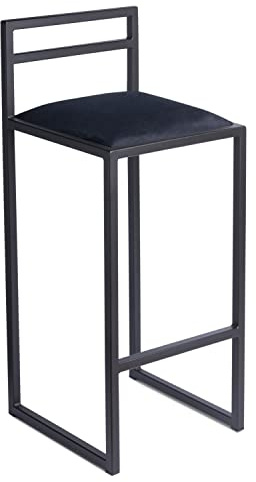 Ferro Barhocker Schwarz 95 cm - Metall Barstuhl mit Lehne gepolstert | Loft Design bequeme Sitzlösung für Küche, Hausbar und moderne Wohnbereiche