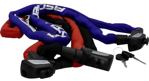 FISCHER Kettenschloss Neopren mit Schlüssel, Fahrradschloss, Länge: 130cm, Sicherheitsschloss E-Bike, Diebstahlschutz