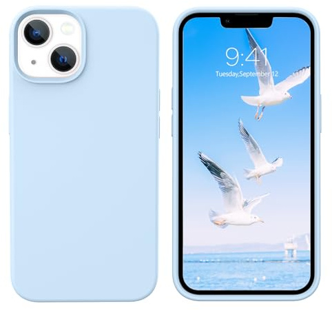 YINLAI für iPhone 13 Hülle Silikon,Handyhülle iPhone 13 Blau Schutzhülle Slim Case Cover Liquid Silikon Gel Matte Kratzfest Handy Hülle für iPhone 13 6,1 Zoll,Hellblau