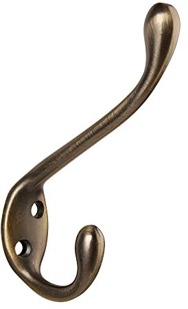 HASWARE Lot de 6 crochets à double broche, crochets doubles avec 12 vis, muraux antiques, cintres vintage, grande résistance pour chapeau, cintre, serviettes, clés (laiton antique)