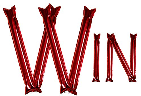 Hooshing 40PCS Metallic Red Bam Bam Thunder Sticks Inflatable Noisemakers Cheerleading Plastic Clap Hands Outfit for Cheering Party Sport Team Spirit