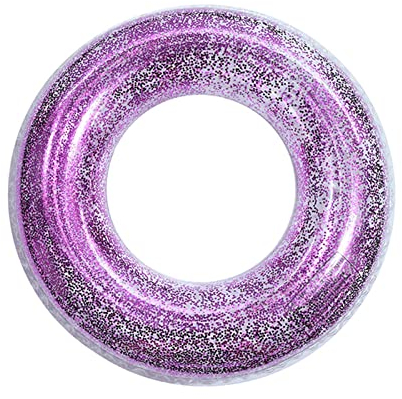 NITAIUN Schwimming Ring Erwachsene, Transparenter Luftmatratze Schwimmreifen, Regenbogen Pailletten Schwimmenring Schwimmring Röhre für Erwachsene Pool Party Deko