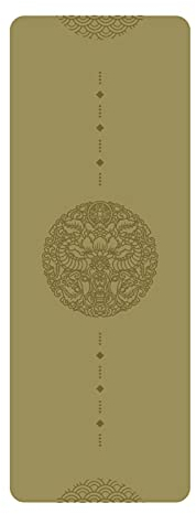 REJOON Gummi-Yogamatte Verbreiterte und verdickte goldene rutschfeste Trainingsmatte Fitness-Pilates-Trainings-Yogamatte mit Positionslinien-Übungsmatte