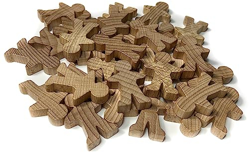 Spieltz große Spielfiguren für Brettspiele, aus Holz. Menschen/Personen, 5 cm groß (35x50x10 mm) (Natur, Rohholz, unbehandelt, 30 Stück)