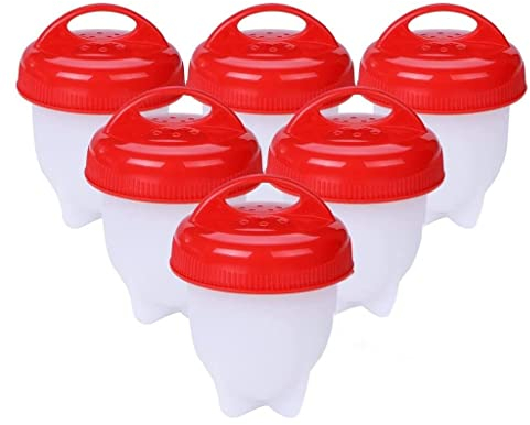 LATRAT Juego de 6 huevos de silicona para cocinar huevos, sin cáscara, huevos antiadherentes, forma de huevo cocido, seguro y saludable (xymuj96)