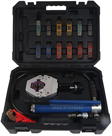 Arrugador de Manguera Hidráulica, Kit de Crimpadora de Manguera de Aire Acondicionado Manual Automático, Portátil Mecánico con Caja de Almacenamiento, Juego de Reparación de Aire