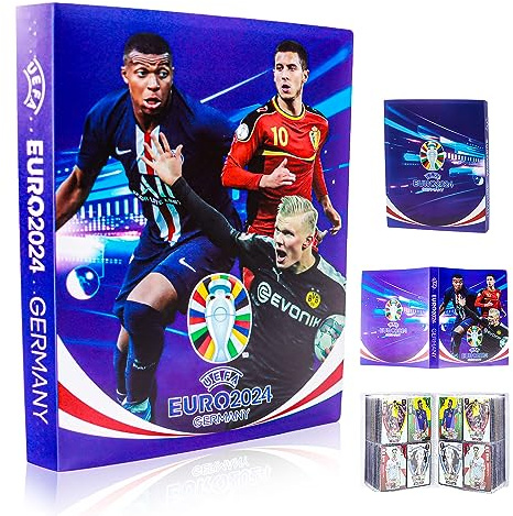 Sammelalbum mit Fußball Karten Sammelalbum, 240 Pcs Kapazität, Sammelkarte Hefte, Karten Album Ordner Kartenhalter Kartenhüllen, Sammelkarten Album für Verschiedenen Karten in Standardgröße (Blau)