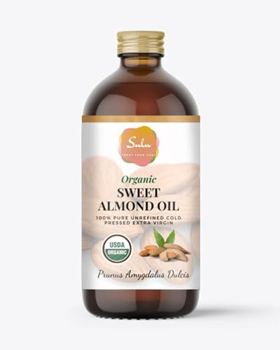 SULU ORGANICS Sweet Almond Oil- USDA Organic old Pressed Unrefined Virgin Sweet Almond Oil(4 oz)