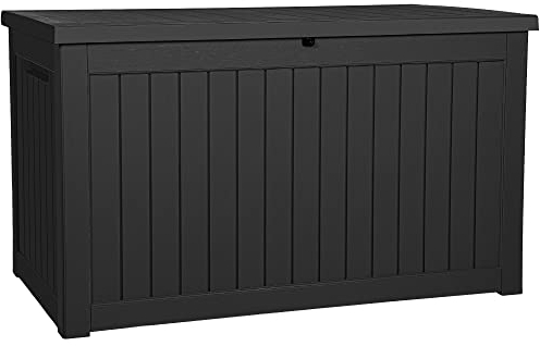 YITAHOME 870 Liter Groß Gartenbox Wasserdicht, Abschließbarem Outdoor Kissenbox, Garten Auflagenbox Wetterfest Aufbewahrungsbox für Gartengeräten Poolzubehör Spielzeug, Schwarz, 147 x 82 x 85cm
