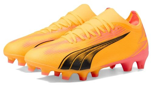 PUMA Men's Ultra Match Firm, Artificial Ground Soccer Cleats, Fiery Coral-Fizzy Light-Black, 11, Sun Stream-black-sunset Glow, 38.5 EU